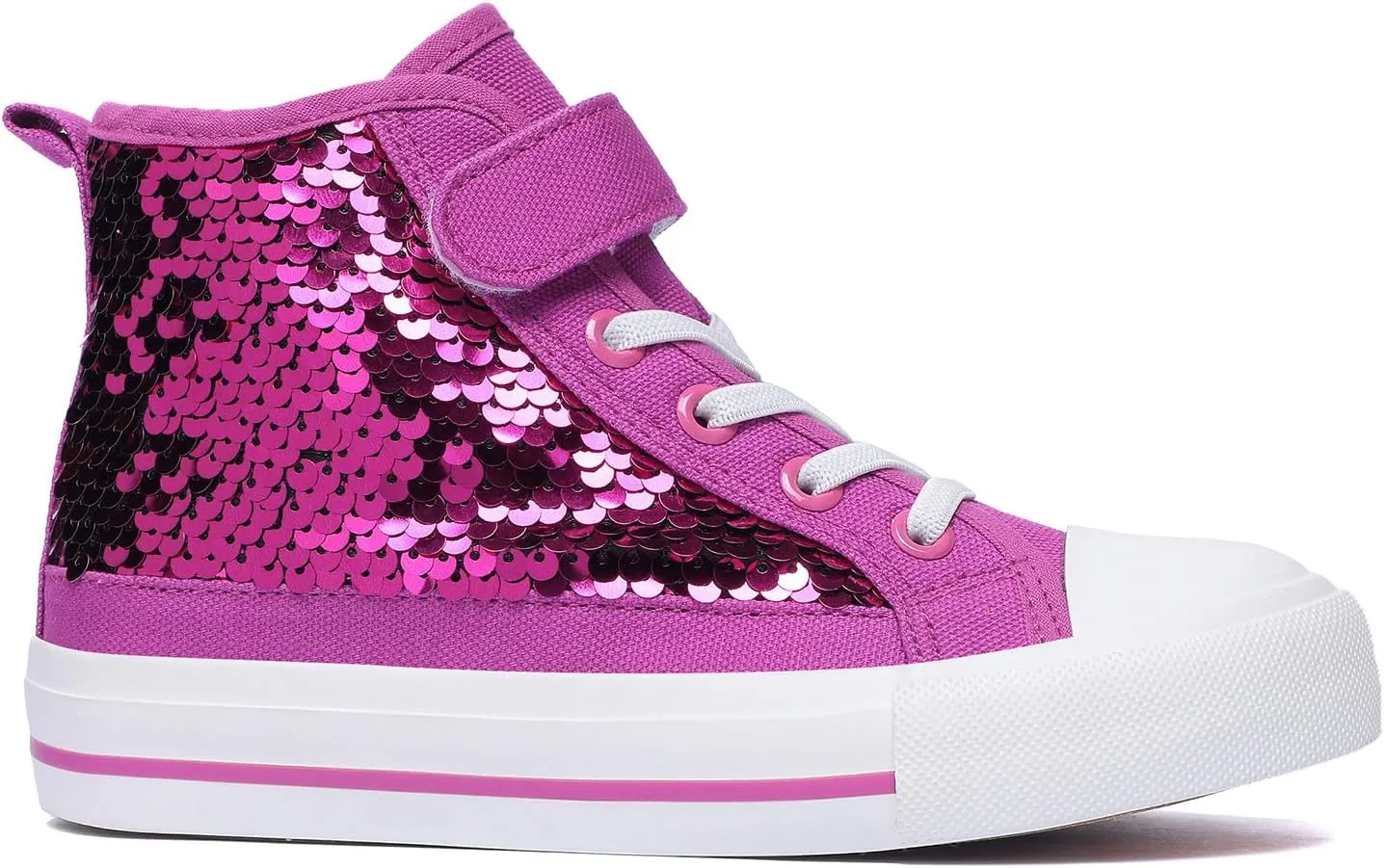 Zoroadke Kids Sparkle Sequins High Top Casual Adjustable Strap Canvas Shoes Girls and Boys Glitter Sneakers